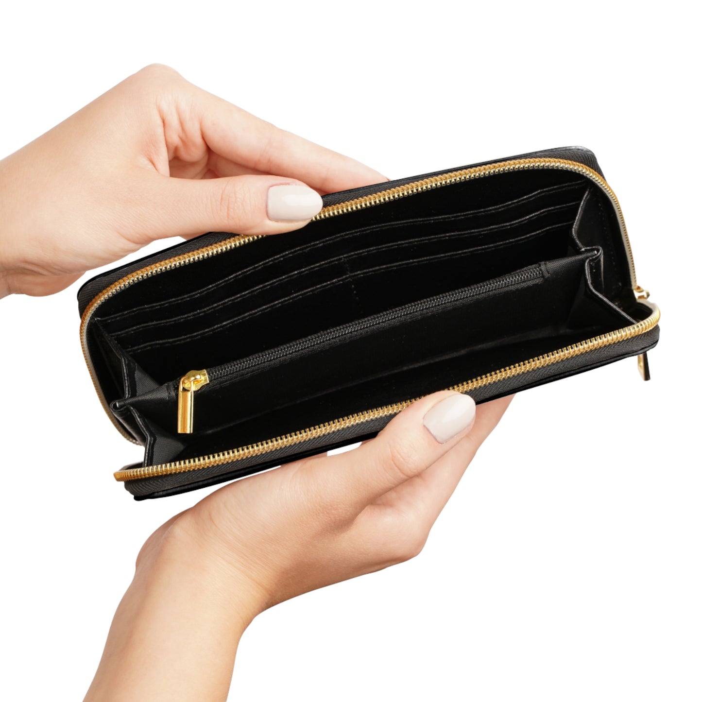 THSR Gold 'SR Est. 2008' Black Long Zipper Wallet - Elegant Gold Detailing on Both Sides