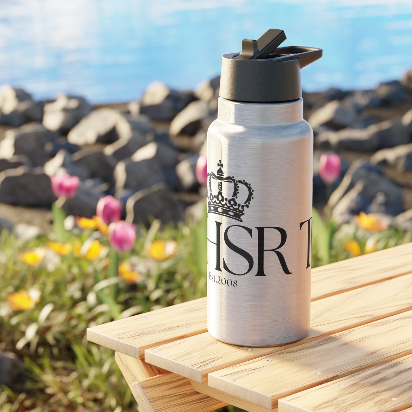 THSR “THSR Est. 2008” 32 oz Silver Insulated Tumbler – Durable Stainless Steel Water Bottle with Black Lid & Straw