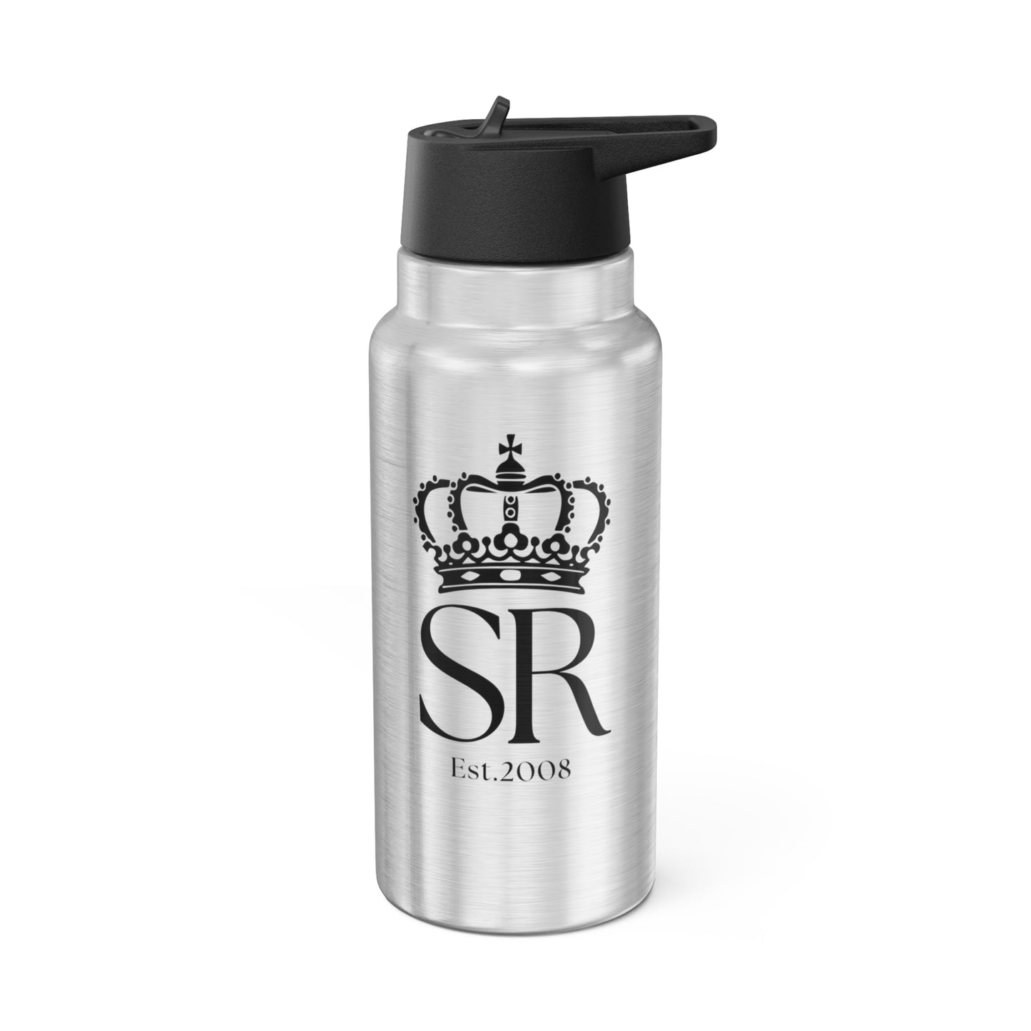 THSR “SR Est. 2008” 32 oz Silver Insulated Tumbler – Durable Stainless Steel Water Bottle with Black Lid & Straw