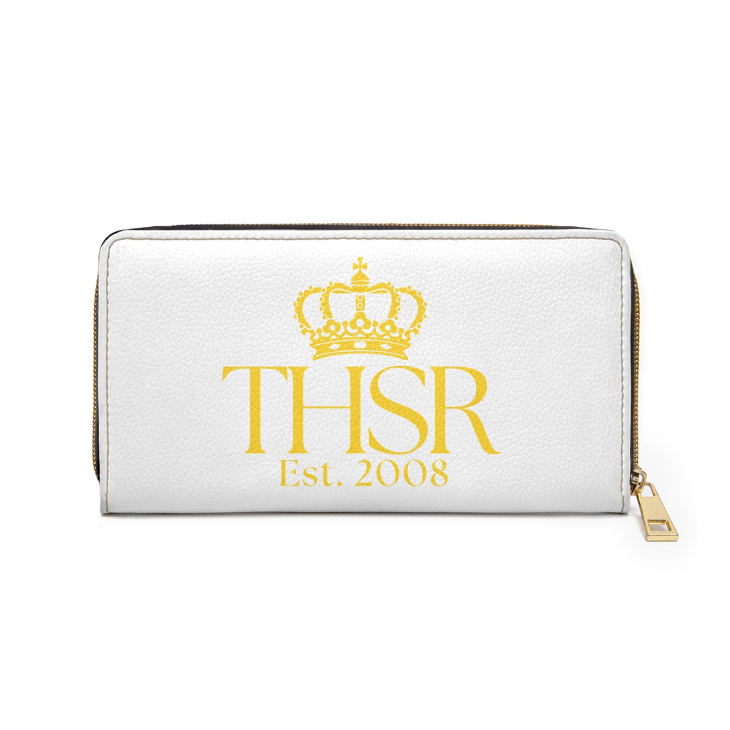 THSR 'THSR Est. 2008' White Long Zipper Wallet - Elegant Gold Detailing on Both Sides