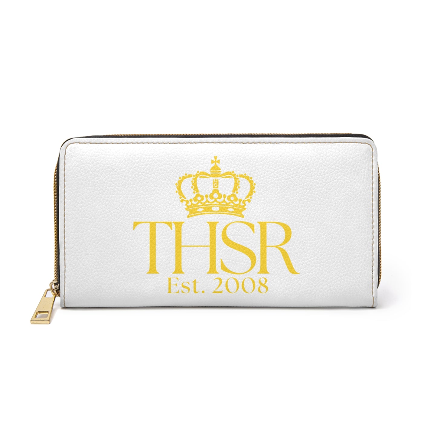 THSR 'THSR Est. 2008' White Long Zipper Wallet - Elegant Gold Detailing on Both Sides