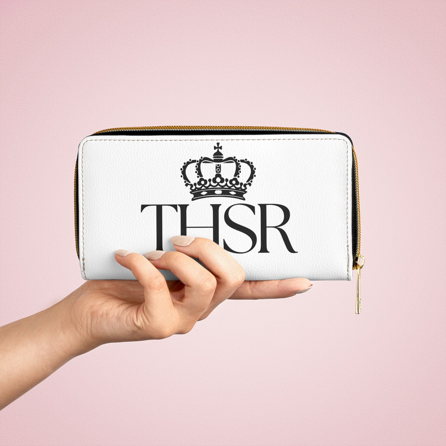 THSR Black 'THSR' White Long Zipper Wallet - Sleek Black Detailing on Both Sides