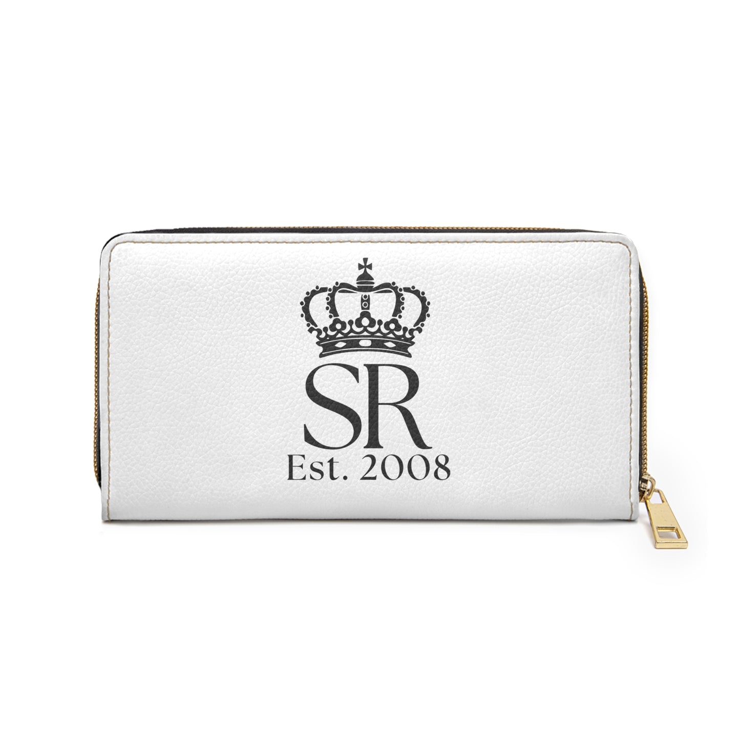 THSR Black 'SR Est. 2008' White Long Zipper Wallet - Sleek Black Detailing on Both Sides