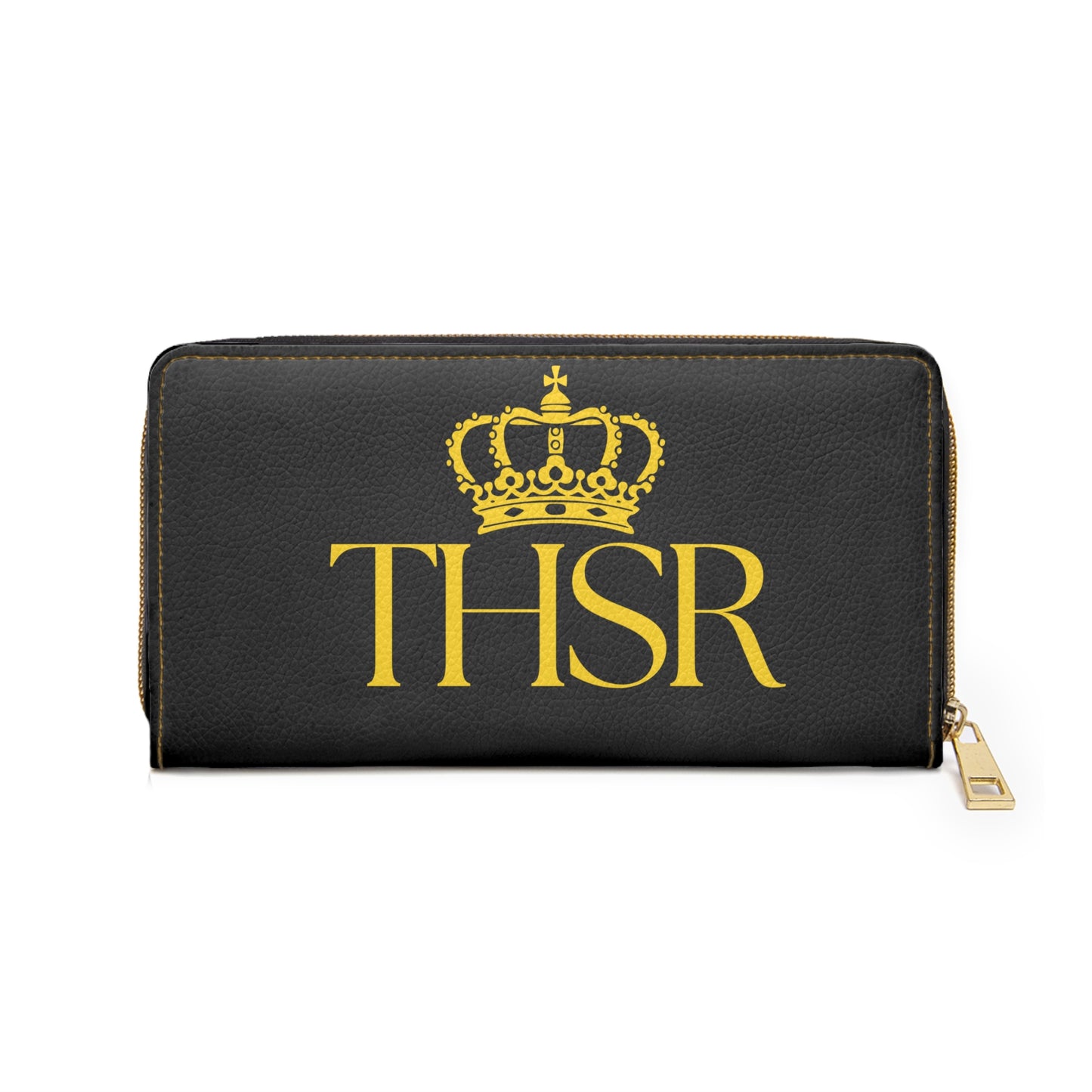 THSR Gold 'THSR' Black Long Zipper Wallet - Elegant Gold Detailing on Both Sides