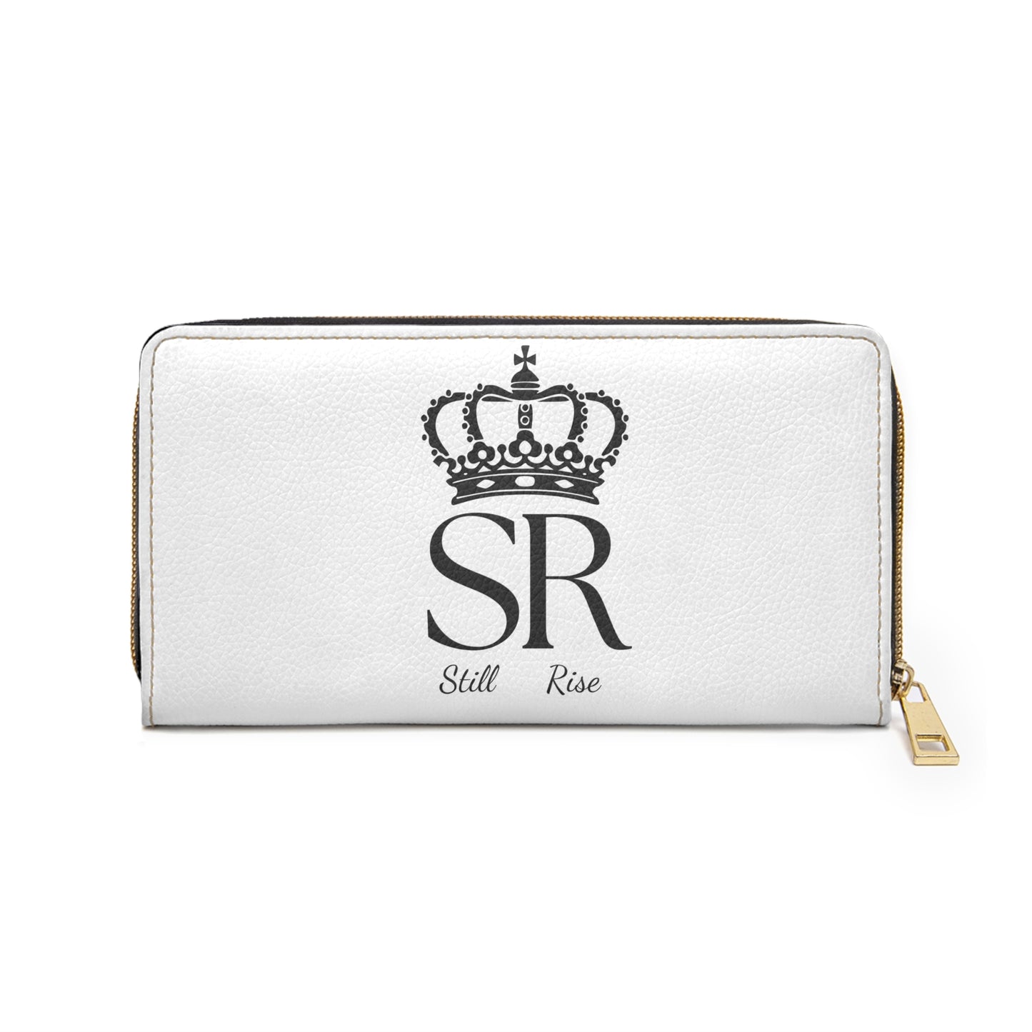 THSR Black 'SR Still Rise' White Long Zipper Wallet - Sleek Black Detailing on Both Sides