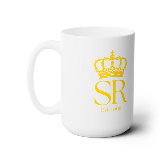 THSR "SR Est. 2008" 15 oz White Ceramic Mug - Gold KING Lion and Gold "SR Est. 2008" Design on Opposite Sides