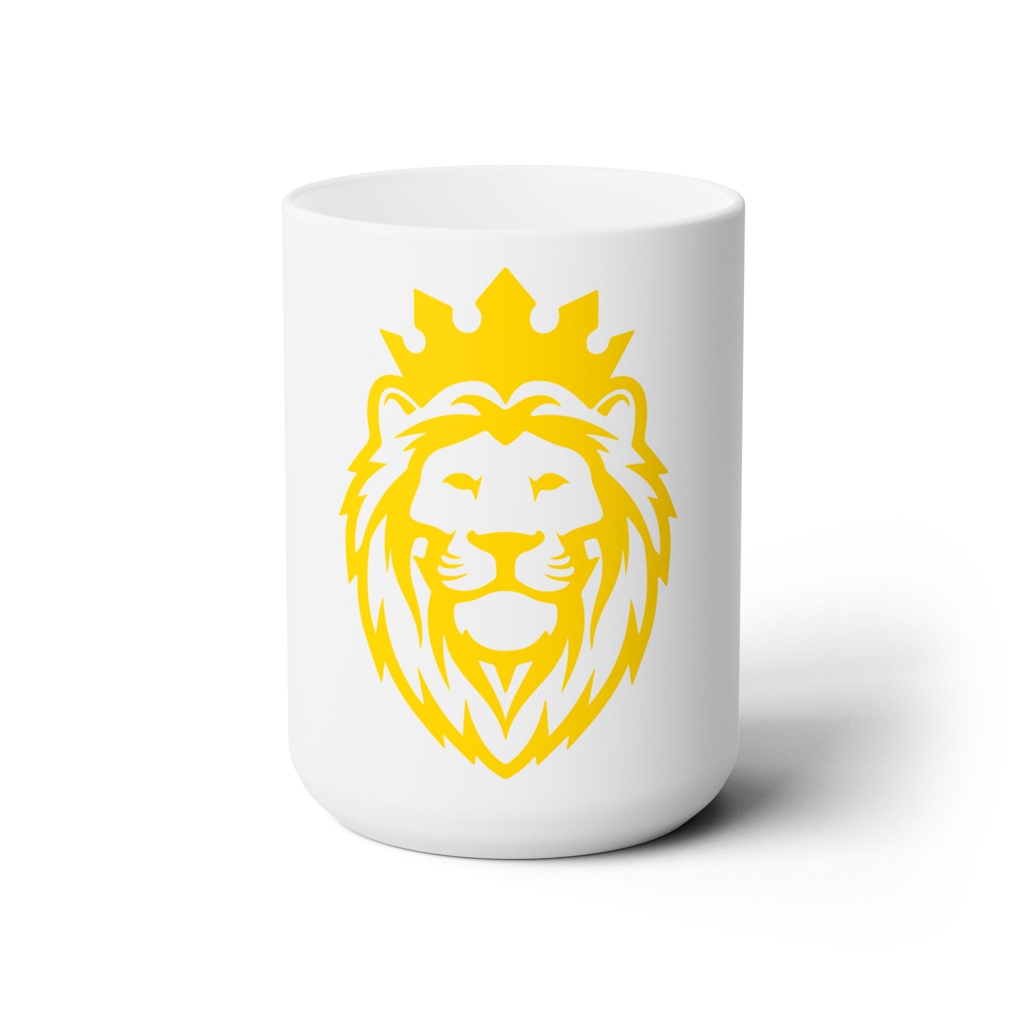 THSR KING Lion 15 oz White Ceramic Mug - Gold THSR KING Lion