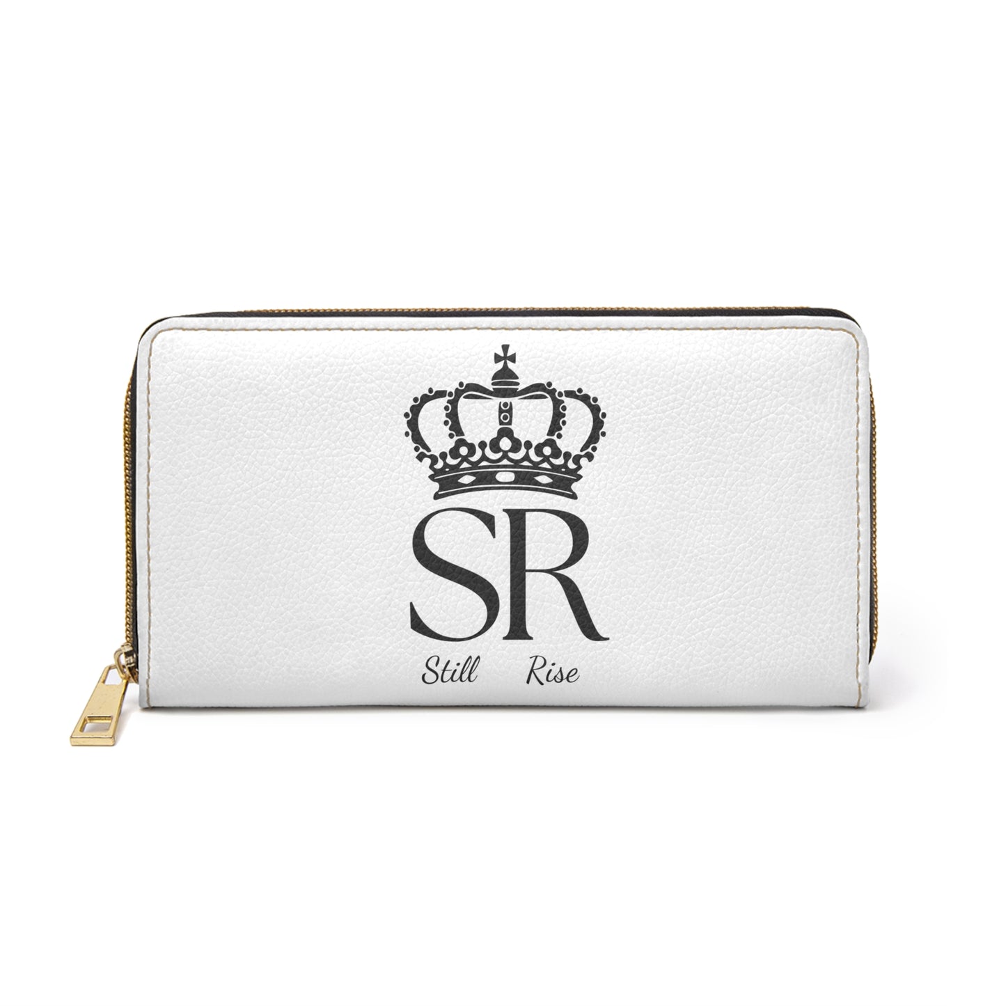 THSR Black 'SR Still Rise' White Long Zipper Wallet - Sleek Black Detailing on Both Sides