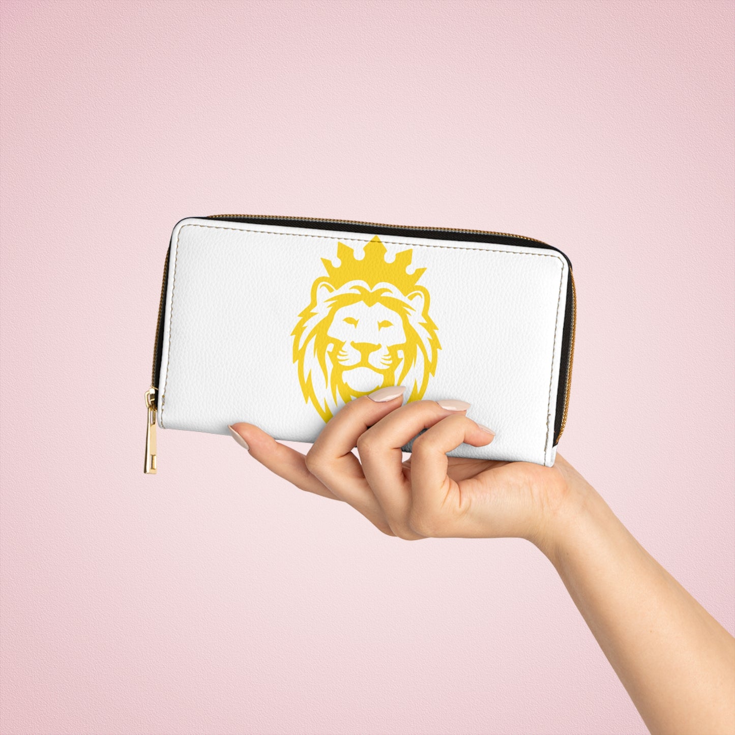 THSR 'THSR' White Long Zipper Wallet - Elegant Gold Detailing on Both Sides