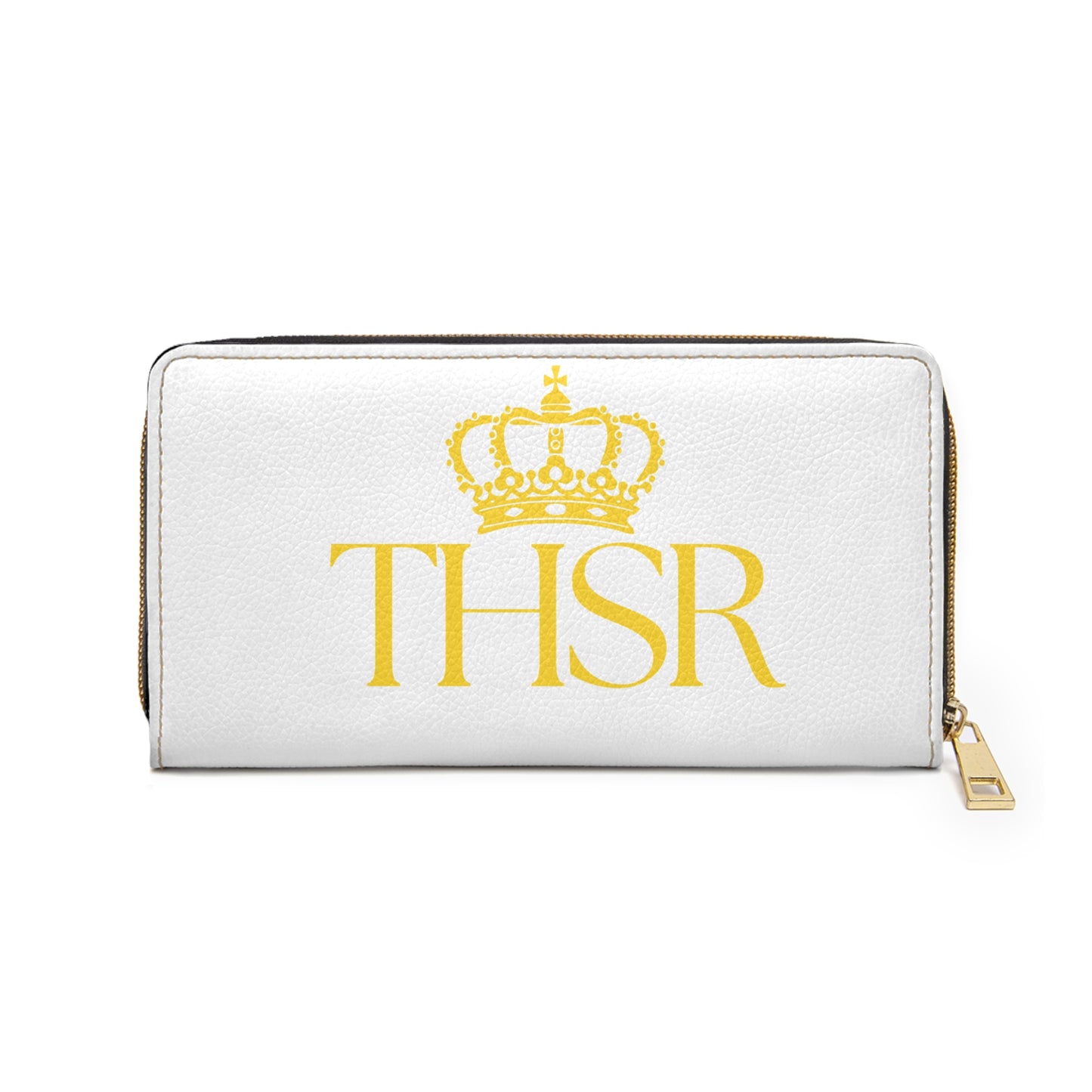 THSR 'THSR' White Long Zipper Wallet - Elegant Gold Detailing on Both Sides