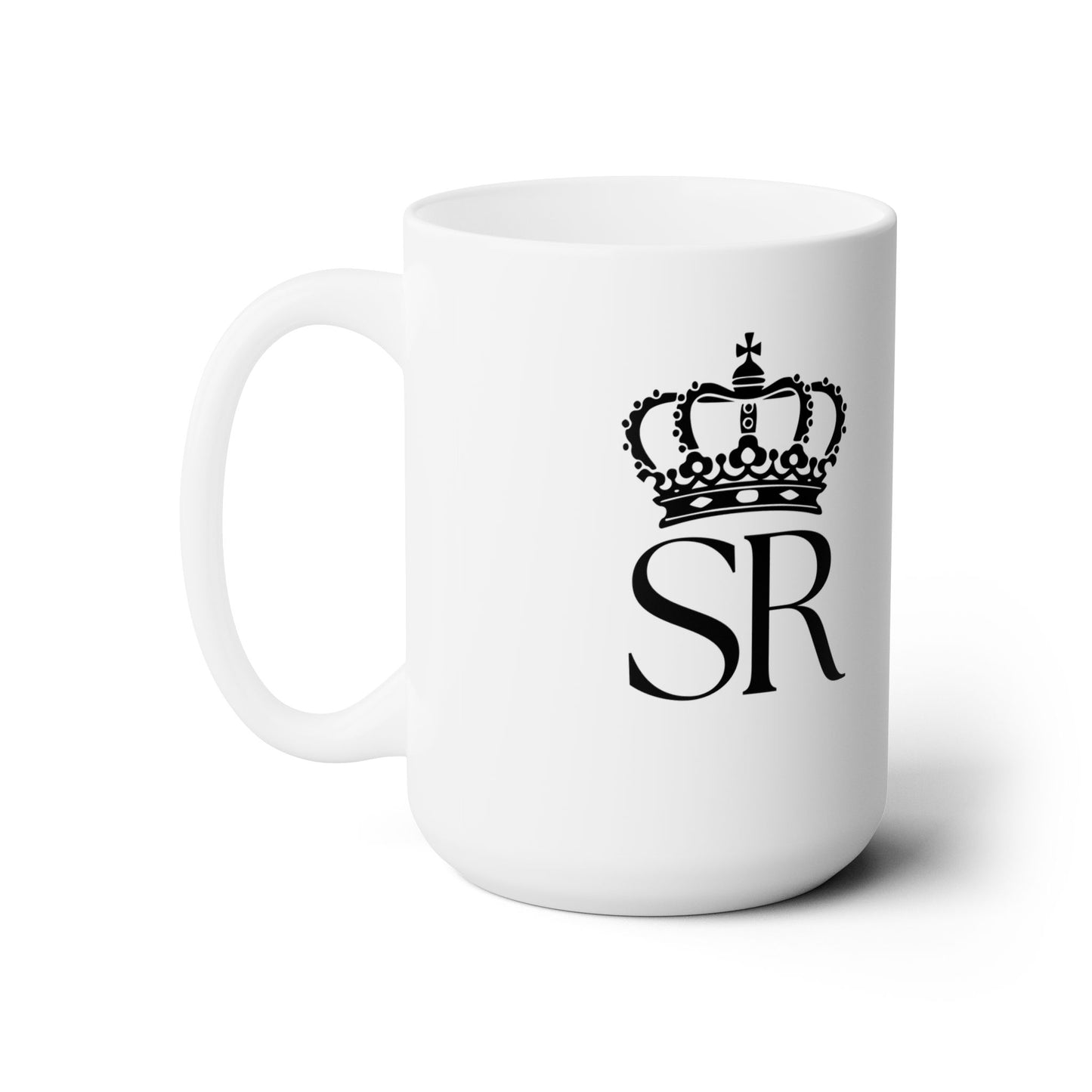 THSR "SR" 15 oz White Ceramic Mug - Black & Gold KING Lion and Black "SR" Design on Opposite Sides