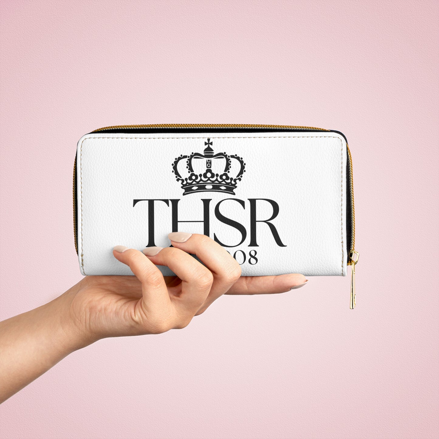 THSR Black 'THSR Est. 2008' White Long Zipper Wallet - Sleek Black Detailing on Both Sides