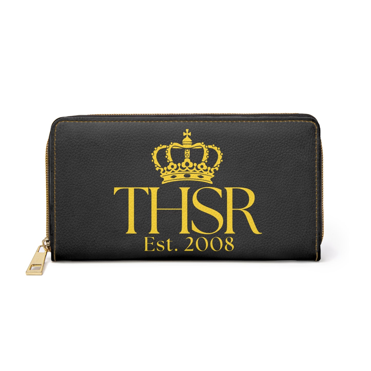 THSR Gold 'THSR Est. 2008' Black Long Zipper Wallet - Elegant Gold Detailing on Both Sides