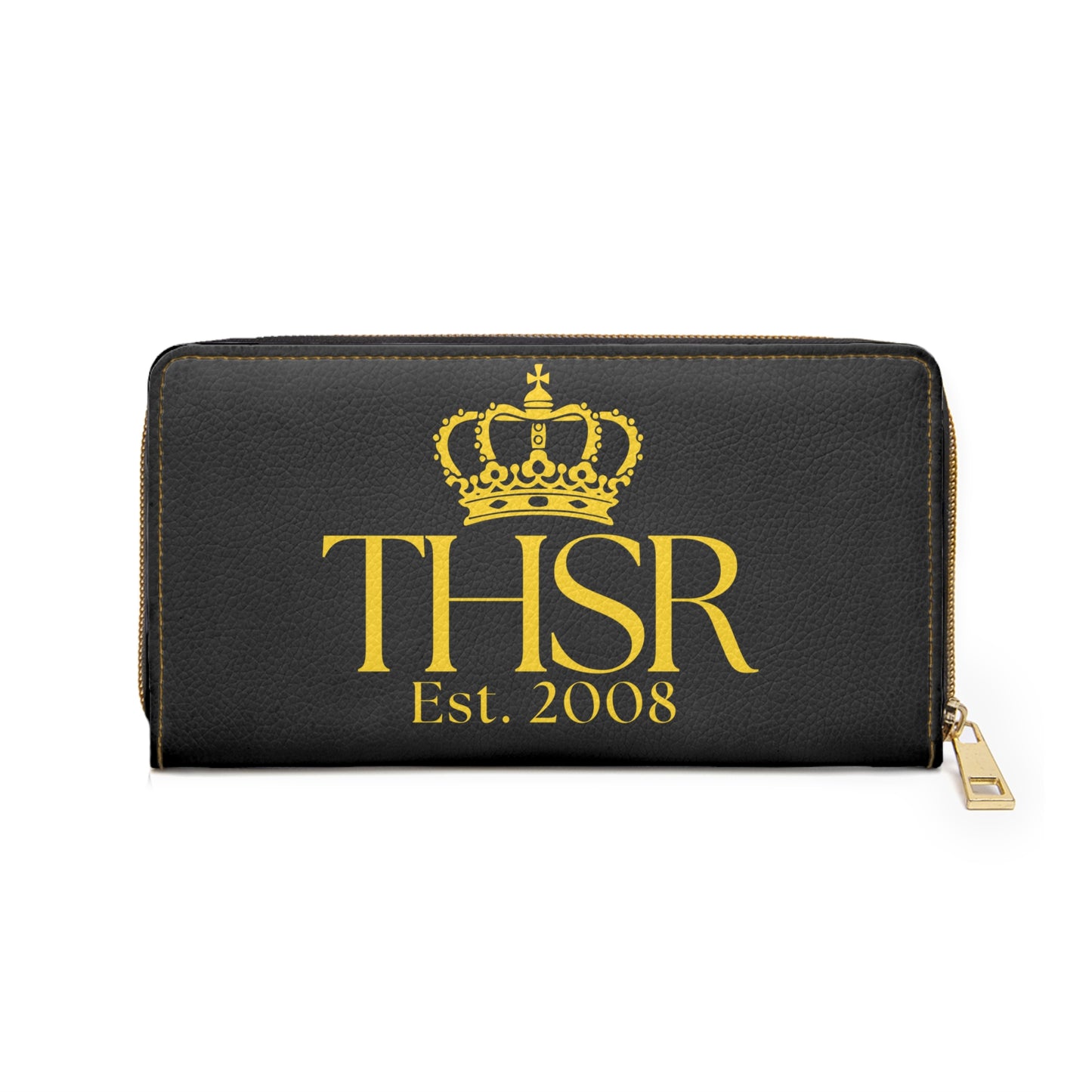 THSR Gold 'THSR Est. 2008' Black Long Zipper Wallet - Elegant Gold Detailing on Both Sides