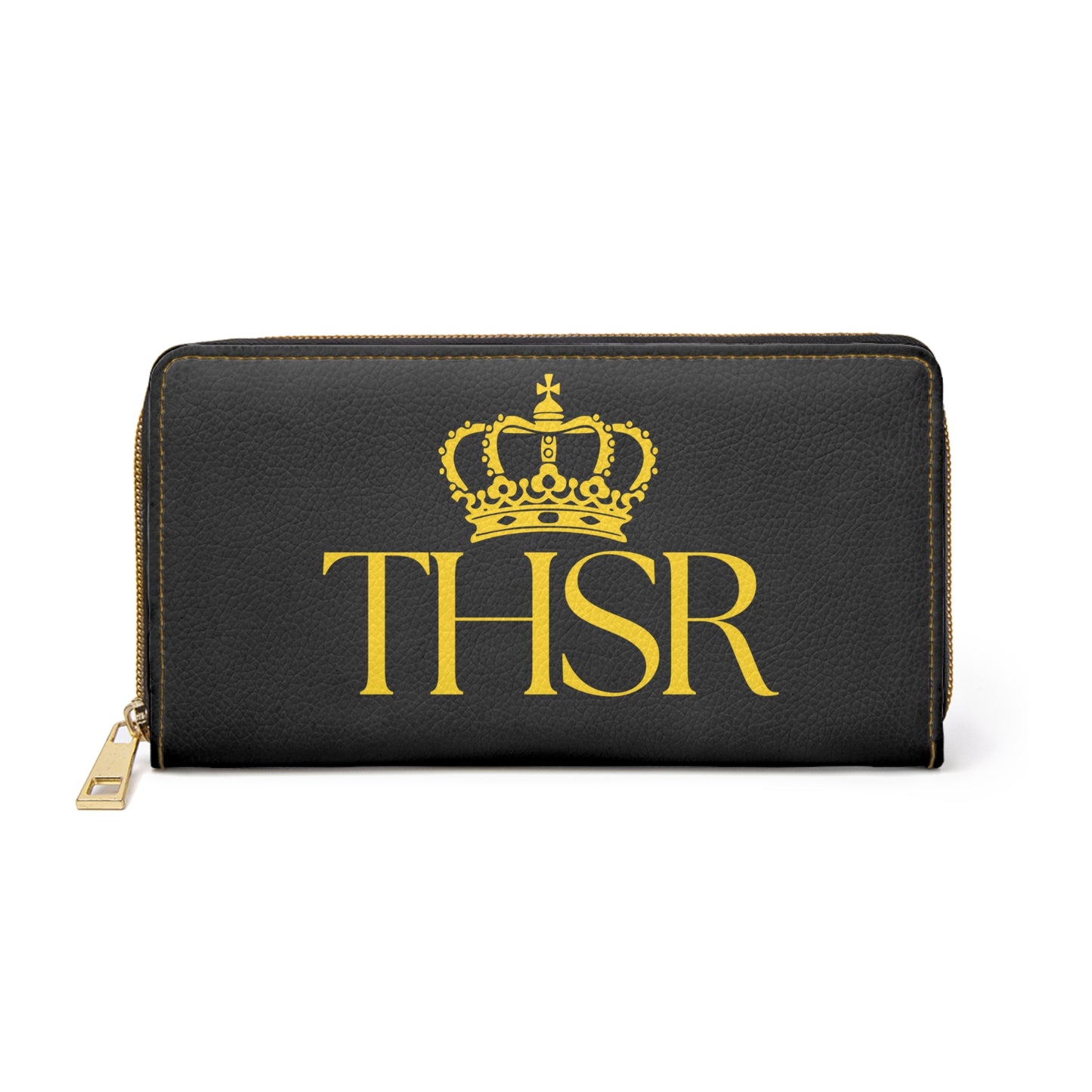 THSR Gold 'THSR' Black Long Zipper Wallet - Elegant Gold Detailing on Both Sides