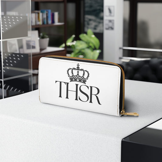 THSR Black 'THSR' White Long Zipper Wallet - Sleek Black Detailing on Both Sides