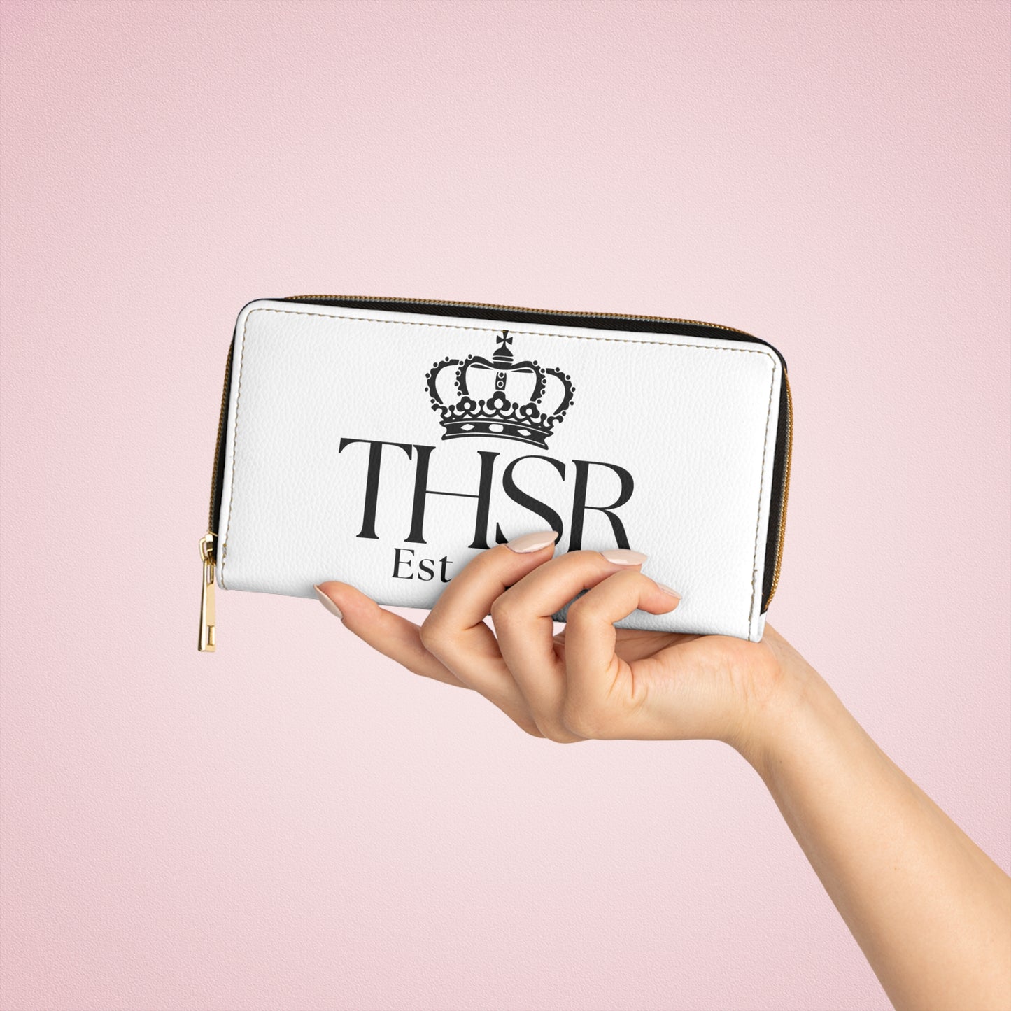 THSR Black 'THSR Est. 2008' White Long Zipper Wallet - Sleek Black Detailing on Both Sides