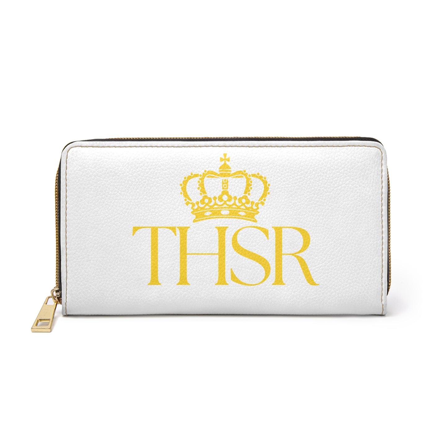 THSR 'THSR' White Long Zipper Wallet - Elegant Gold Detailing on Both Sides