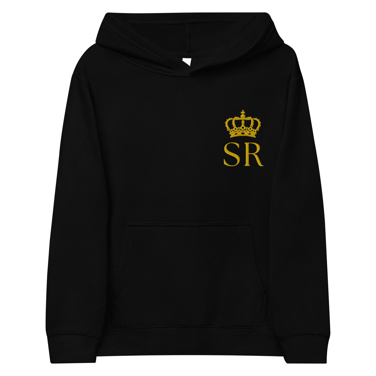 THSR Youth Pullover Hoodies with Left-Chest Logo – Black or White Pullover Hoodies Featuring Gold THSR "SR" under a crown Design for Kids