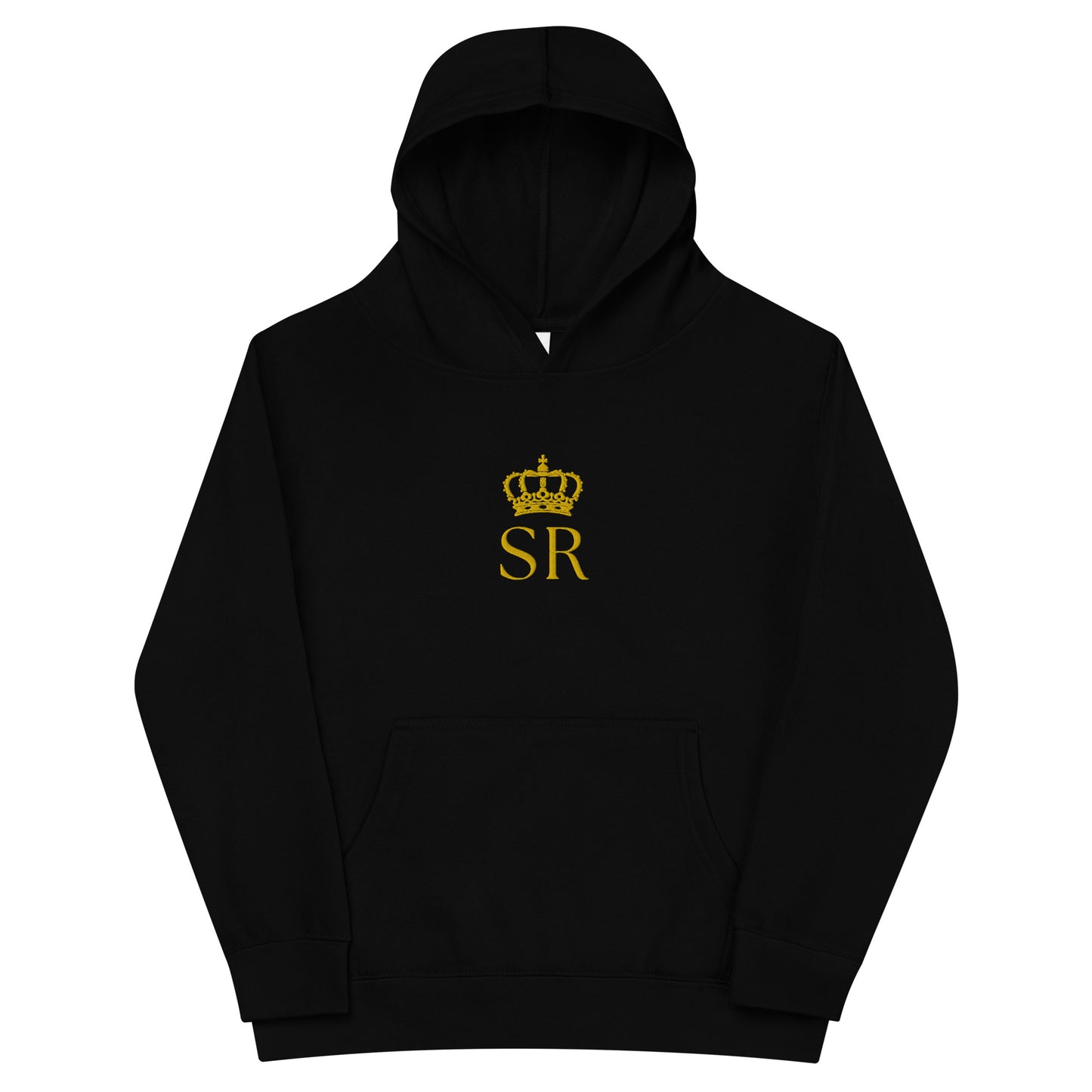 THSR Youth Pullover Hoodies with Center-Chest Logo – Black or White Pullover Hoodies Featuring Gold THSR "SR" under a crown Design for Kids