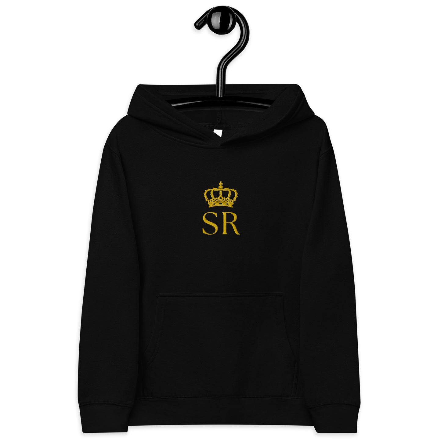 THSR Youth Pullover Hoodies with Center-Chest Logo – Black or White Pullover Hoodies Featuring Gold THSR "SR" under a crown Design for Kids