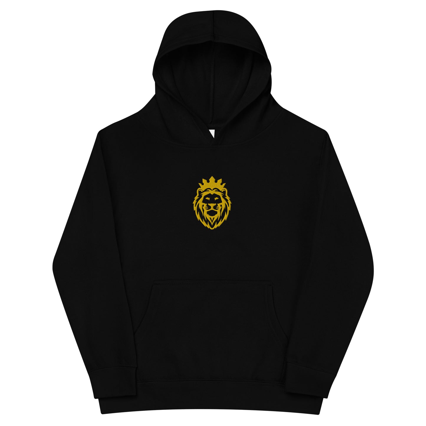 THSR Youth Pullover Hoodies with Center-Chest Logo – Black or White Pullover Hoodies Featuring Gold THSR KING Lion wearing a crown Design for Kids