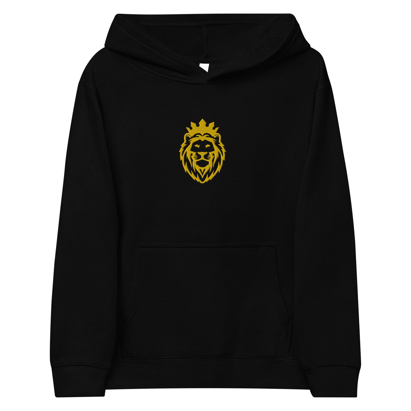 THSR Youth Pullover Hoodies with Center-Chest Logo – Black or White Pullover Hoodies Featuring Gold THSR KING Lion wearing a crown Design for Kids