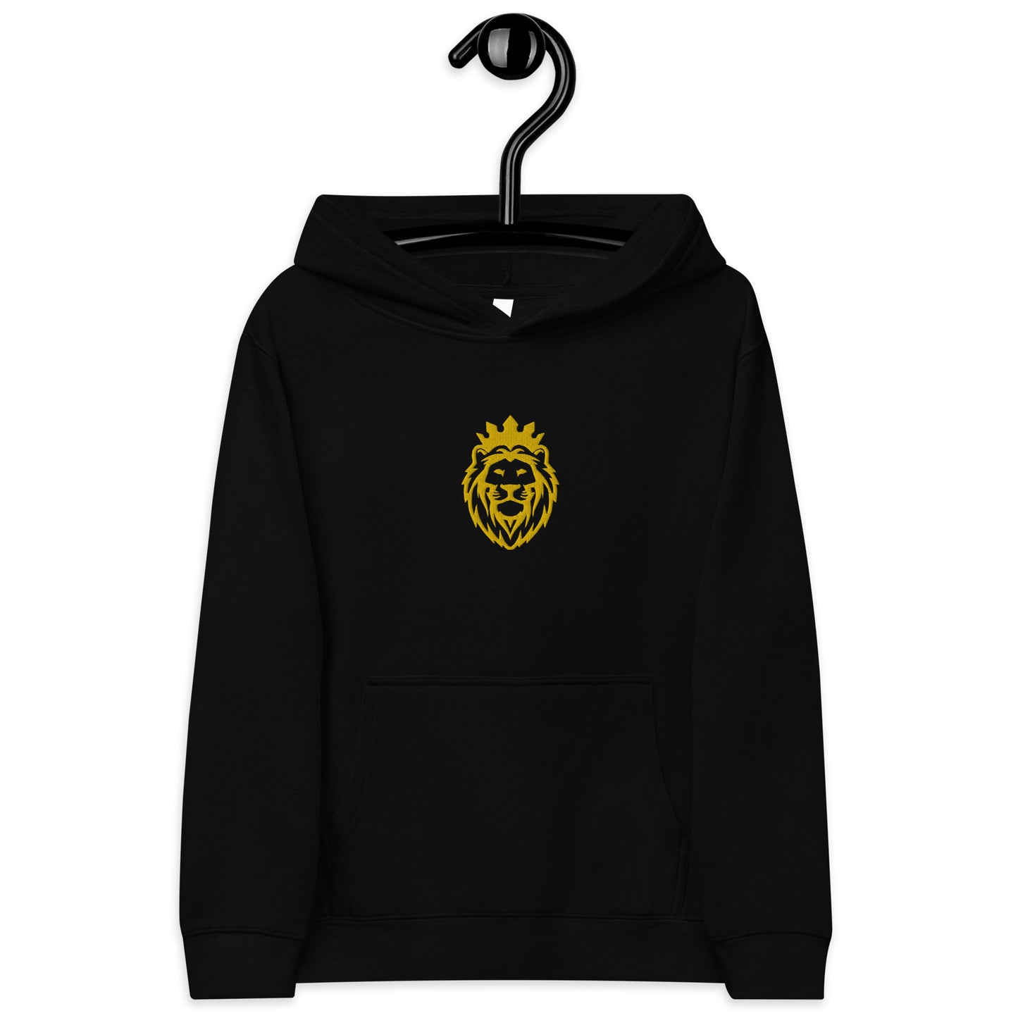 THSR Youth Pullover Hoodies with Center-Chest Logo – Black or White Pullover Hoodies Featuring Gold THSR KING Lion wearing a crown Design for Kids