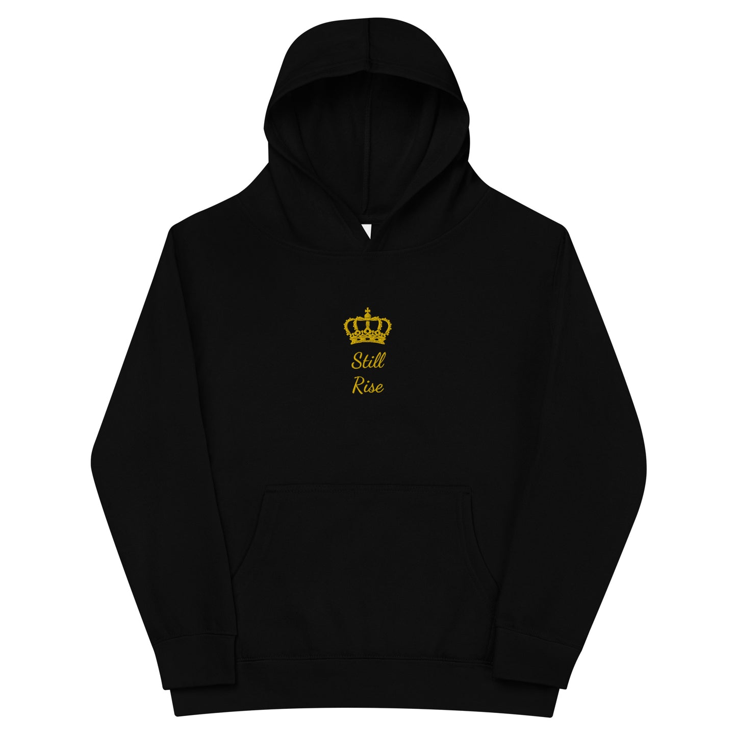 THSR Youth Pullover Hoodies with Center-Chest Logo – Black or White Pullover Hoodies Featuring Gold THSR "Still Rise" under a crown Design for Kids