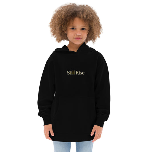 THSR Youth Pullover Hoodies with Center-Chest Logo – Black or White Pullover Hoodies Featuring Bold Gold "Still Rise" Design for Kids