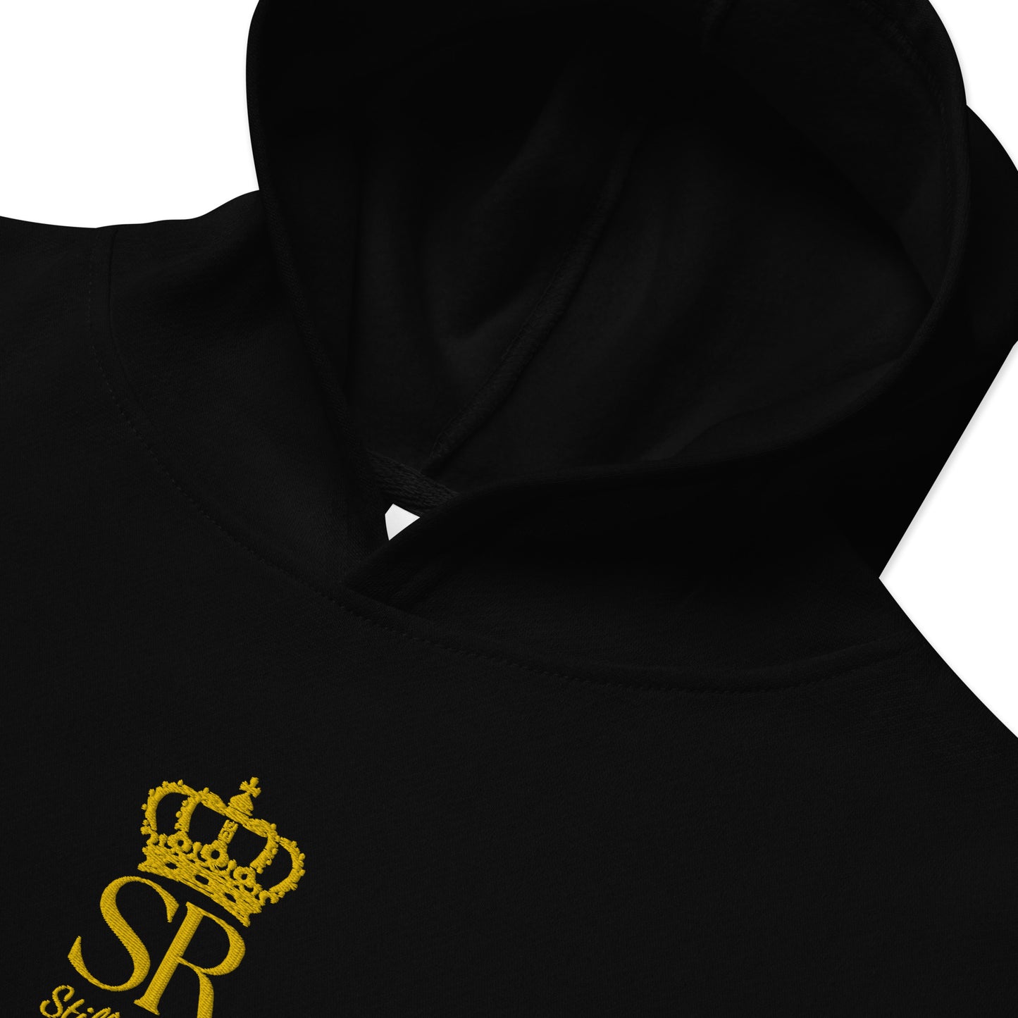 THSR Youth Pullover Hoodies with Center-Chest Logo – Black or White Pullover Hoodies Featuring Gold THSR "SR Still Rise" under a crown Design for Kids