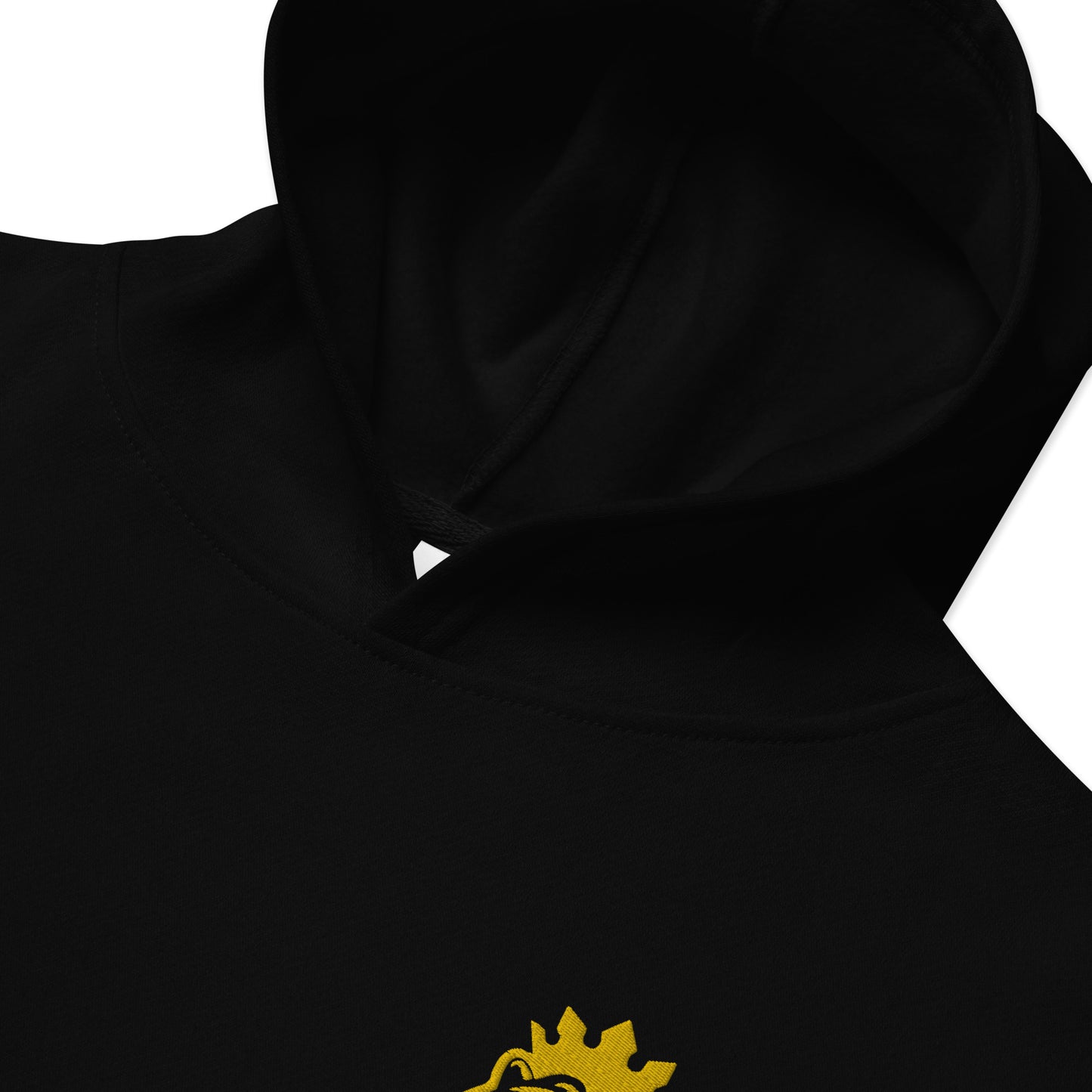 THSR Youth Pullover Hoodies with Left-Chest Logo – Black or White Pullover Hoodies Featuring Gold THSR KING Lion wearing a crown Design for Kids