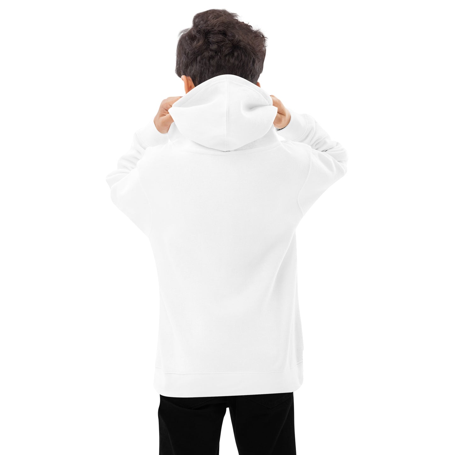 THSR Youth Pullover Hoodies with Center-Chest Logo – White Pullover Hoodies Featuring Black "THSR" under a crown Design for Kids