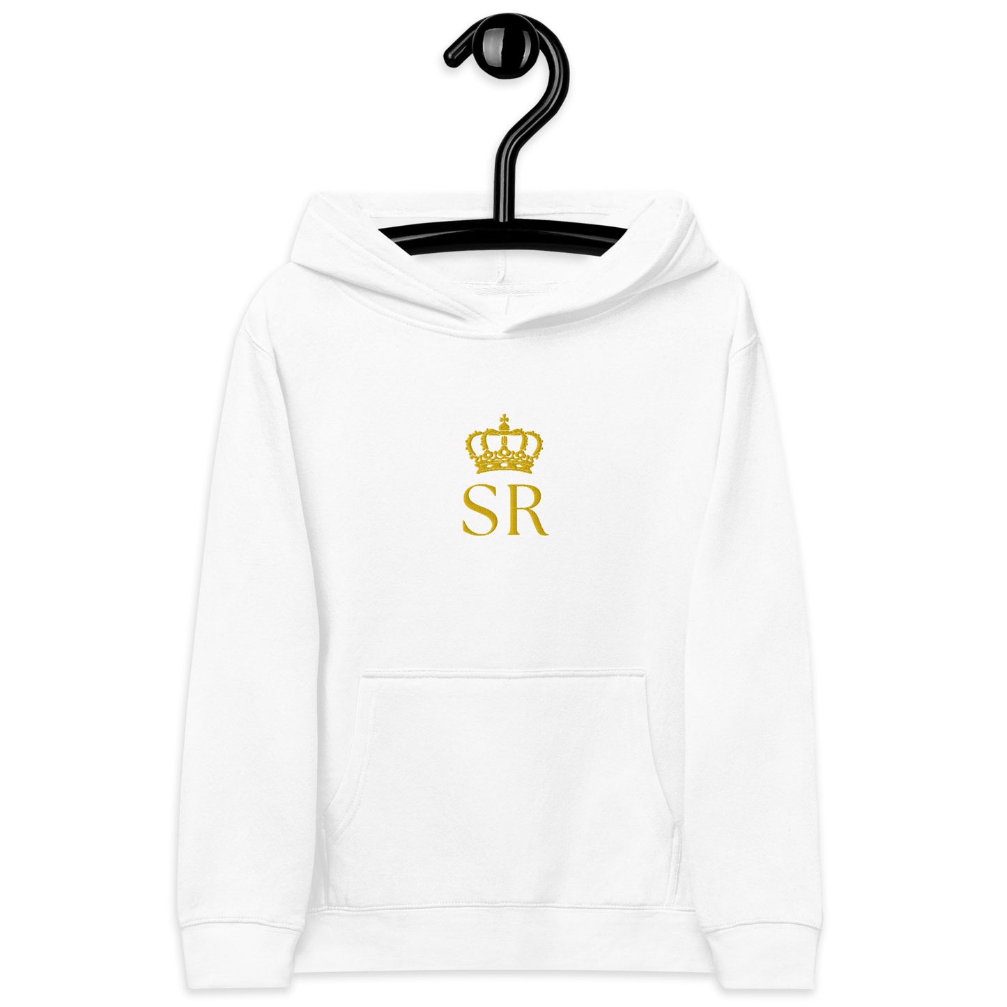 THSR Youth Pullover Hoodies with Center-Chest Logo – Black or White Pullover Hoodies Featuring Gold THSR "SR" under a crown Design for Kids