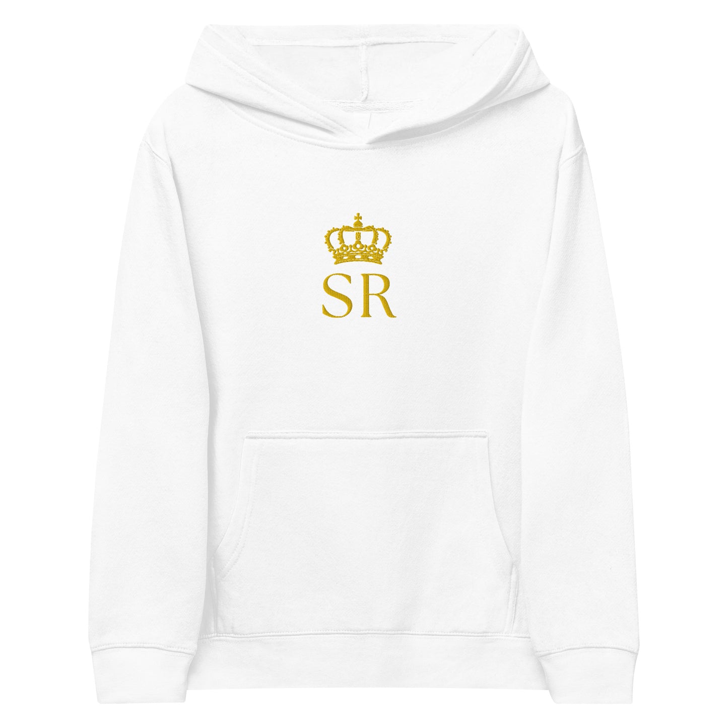 THSR Youth Pullover Hoodies with Center-Chest Logo – Black or White Pullover Hoodies Featuring Gold THSR "SR" under a crown Design for Kids