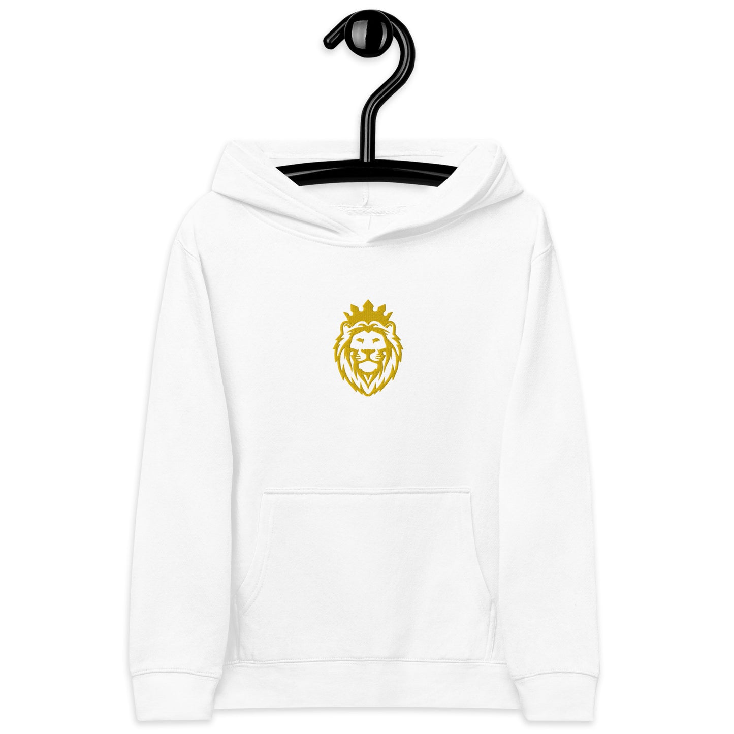 THSR Youth Pullover Hoodies with Center-Chest Logo – Black or White Pullover Hoodies Featuring Gold THSR KING Lion wearing a crown Design for Kids