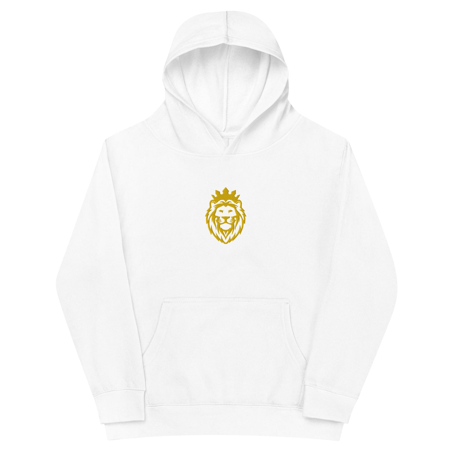 THSR Youth Pullover Hoodies with Center-Chest Logo – Black or White Pullover Hoodies Featuring Gold THSR KING Lion wearing a crown Design for Kids