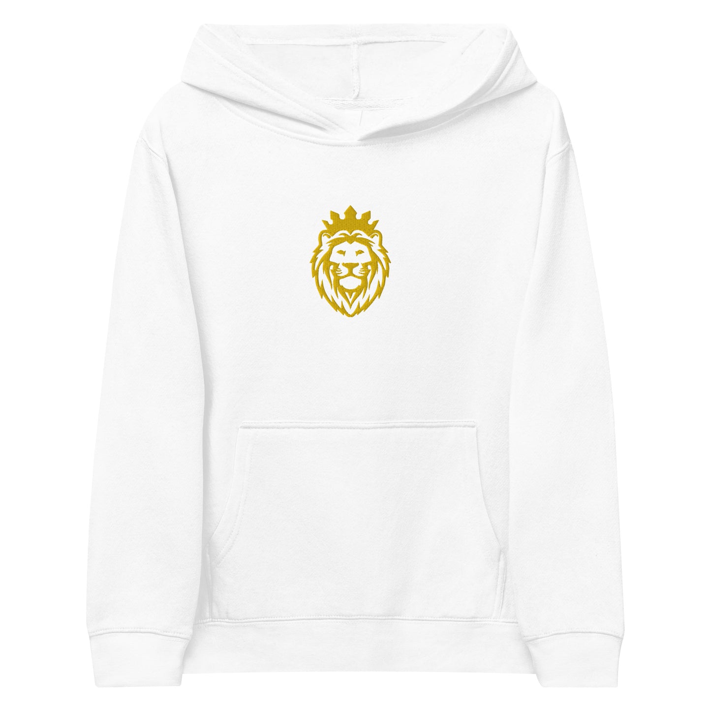 THSR Youth Pullover Hoodies with Center-Chest Logo – Black or White Pullover Hoodies Featuring Gold THSR KING Lion wearing a crown Design for Kids