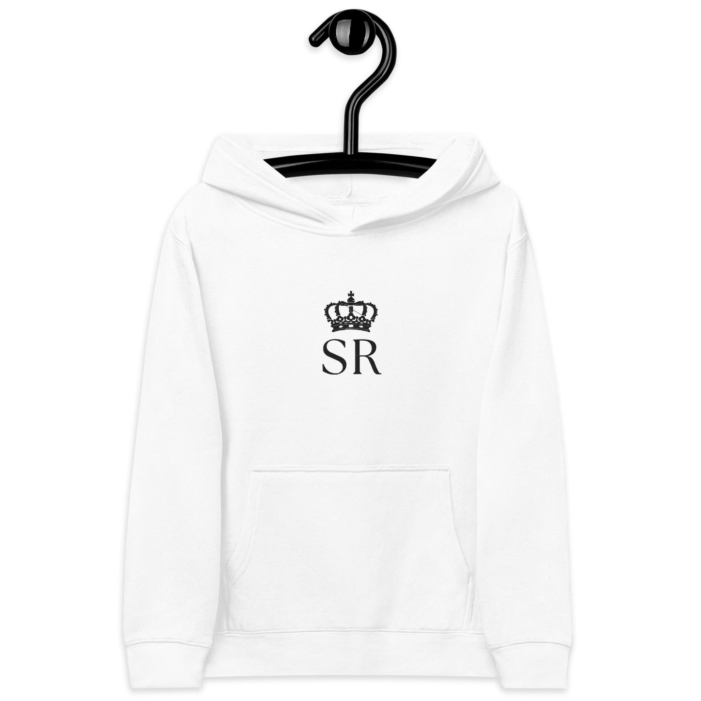 THSR Youth Pullover Hoodies with Center-Chest Logo – White Pullover Hoodies Featuring Black THSR "SR" under a crown Design for Kids