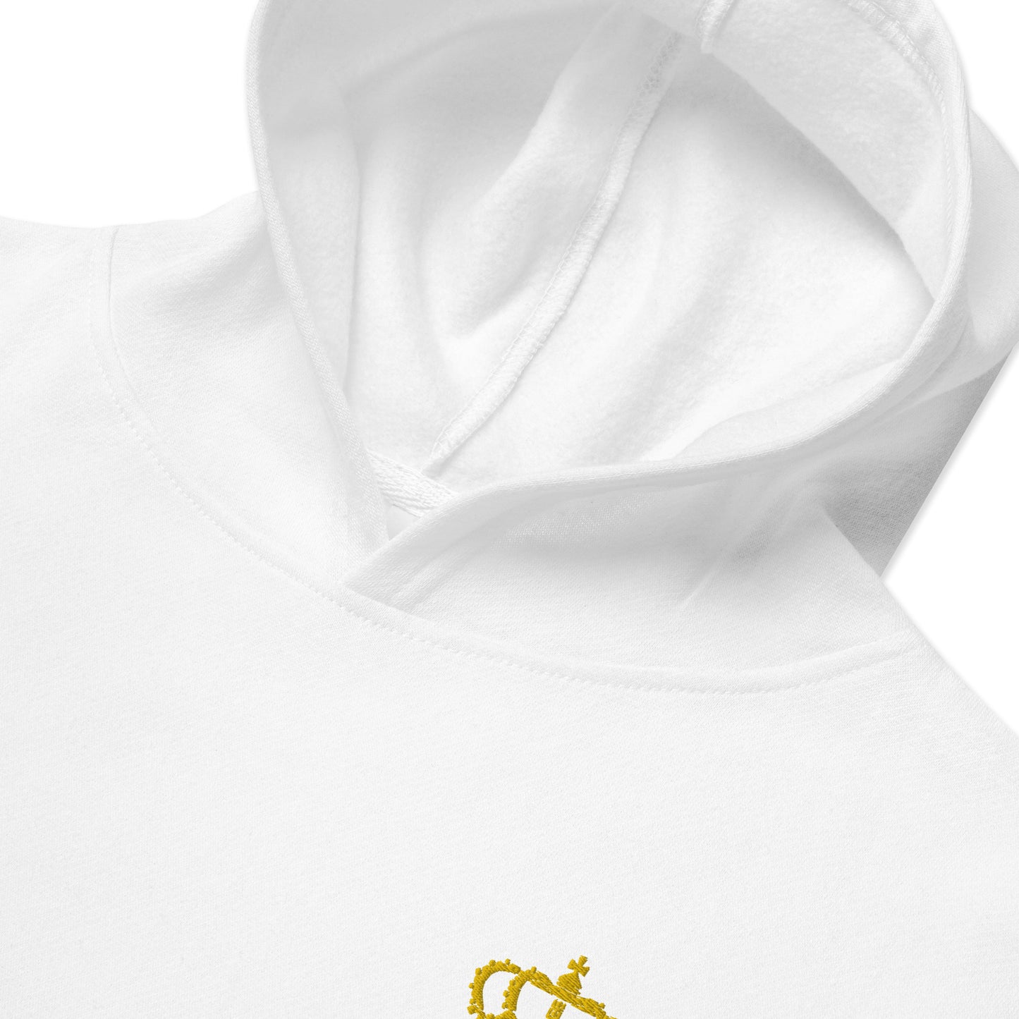 THSR Youth Pullover Hoodies with Left-Chest Logo – Black or White Pullover Hoodies Featuring Gold THSR "SR Still Rise" under a crown Design for Kids