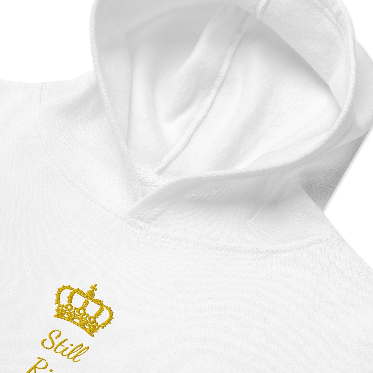 THSR Youth Pullover Hoodies with Center-Chest Logo – Black or White Pullover Hoodies Featuring Gold THSR "Still Rise" under a crown Design for Kids