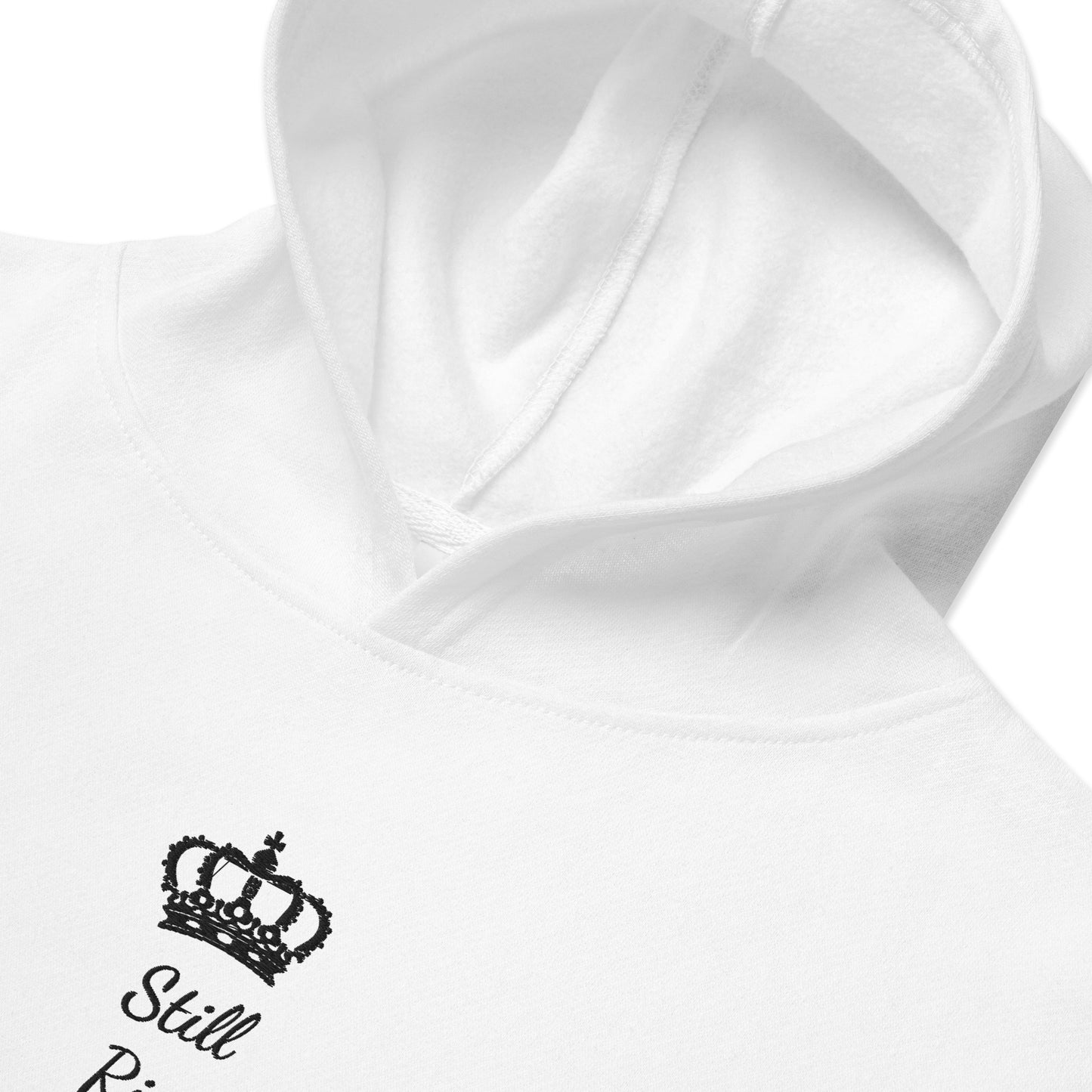 THSR Youth Pullover Hoodies with Center-Chest Logo – White Pullover Hoodies Featuring Black THSR "Still Rise" under a crown Design for Kids