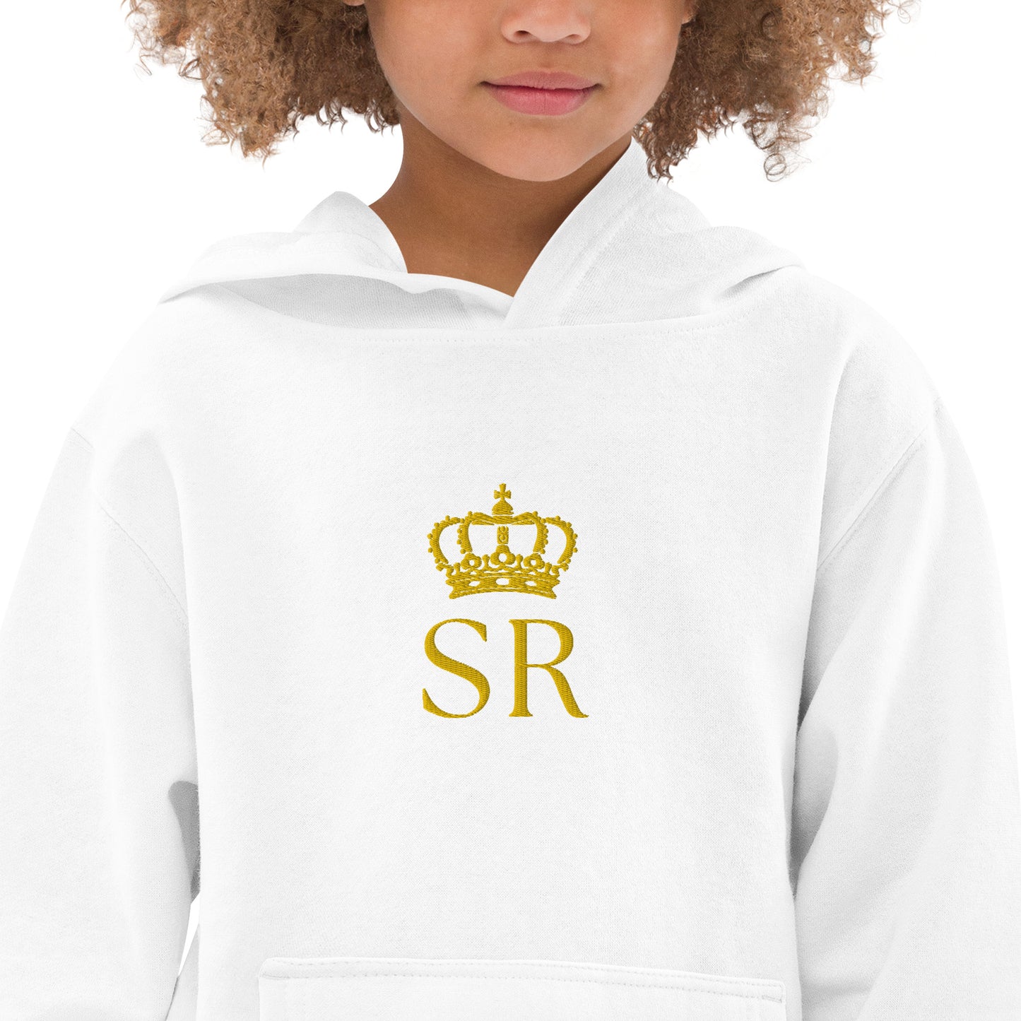 THSR Youth Pullover Hoodies with Center-Chest Logo – Black or White Pullover Hoodies Featuring Gold THSR "SR" under a crown Design for Kids