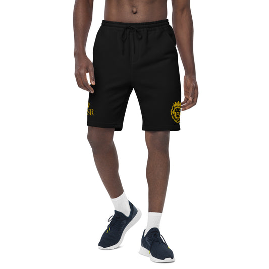 THSR Adult Fleece Shorts - Black or White with Embroidered Gold KING Lion and Gold "THSR" Design