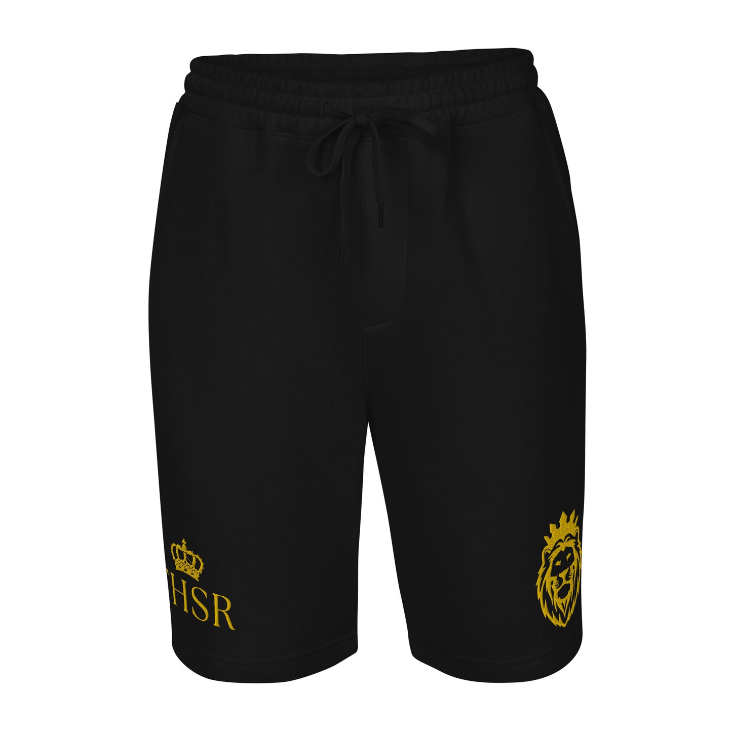 THSR Adult Fleece Shorts - Black or White with Embroidered Gold KING Lion and Gold "THSR" Design