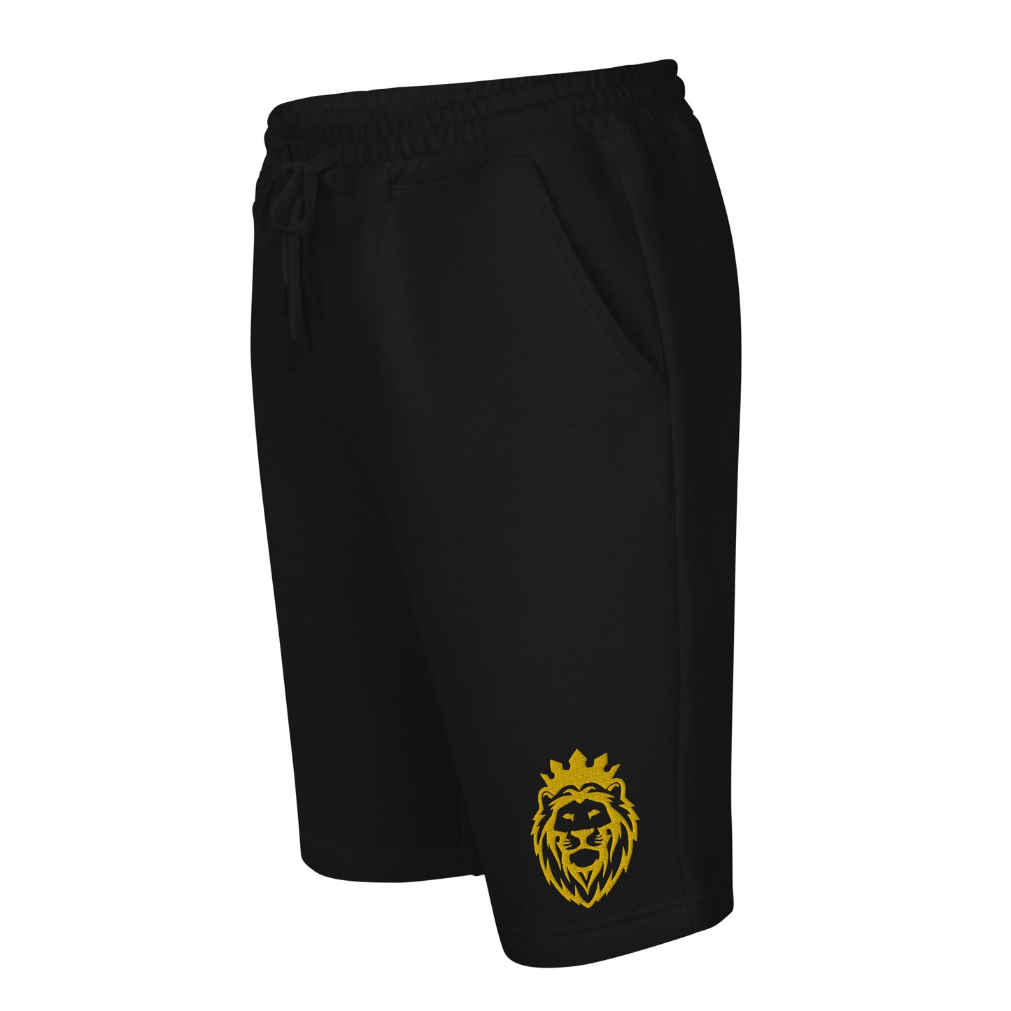 THSR Adult Fleece Shorts - Black or White with Embroidered Gold KING Lion and Gold "SR Est. 2008" Design