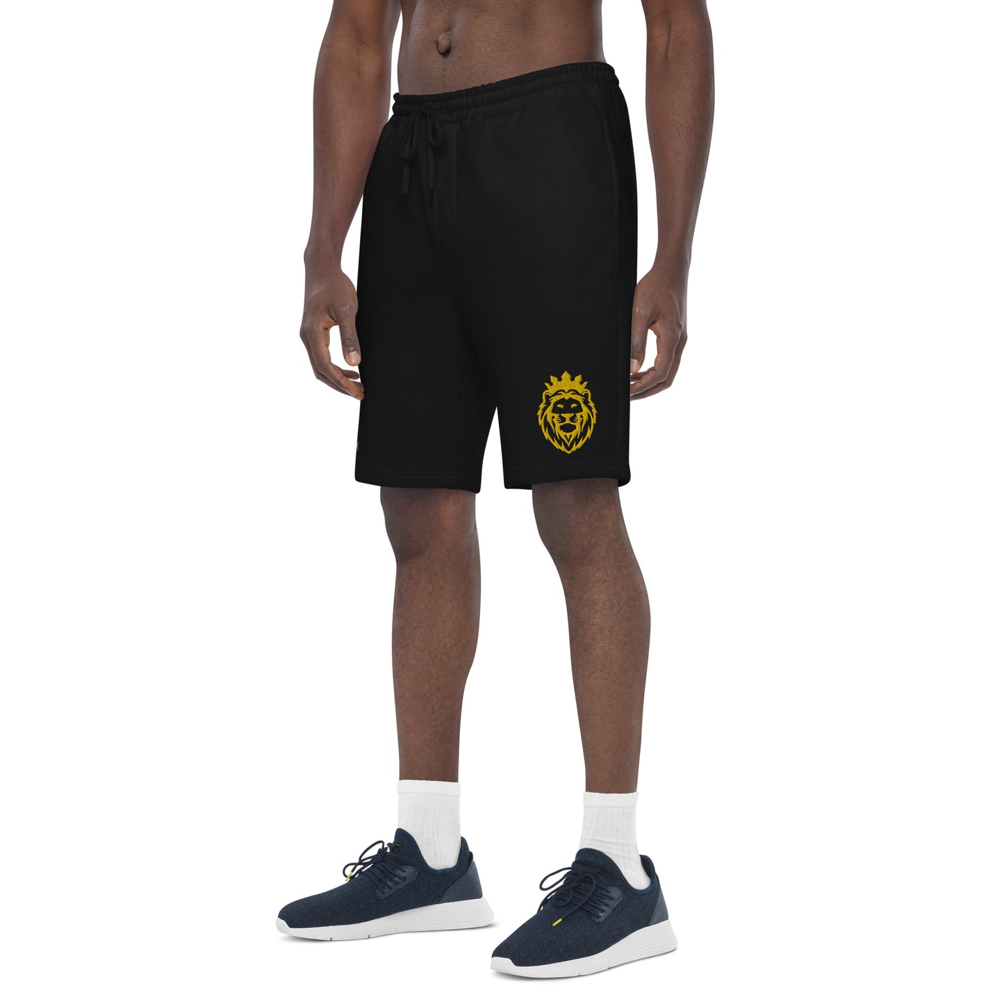 THSR Adult Fleece Shorts - Black or White with Embroidered Gold KING Lion and Gold "SR Est. 2008" Design