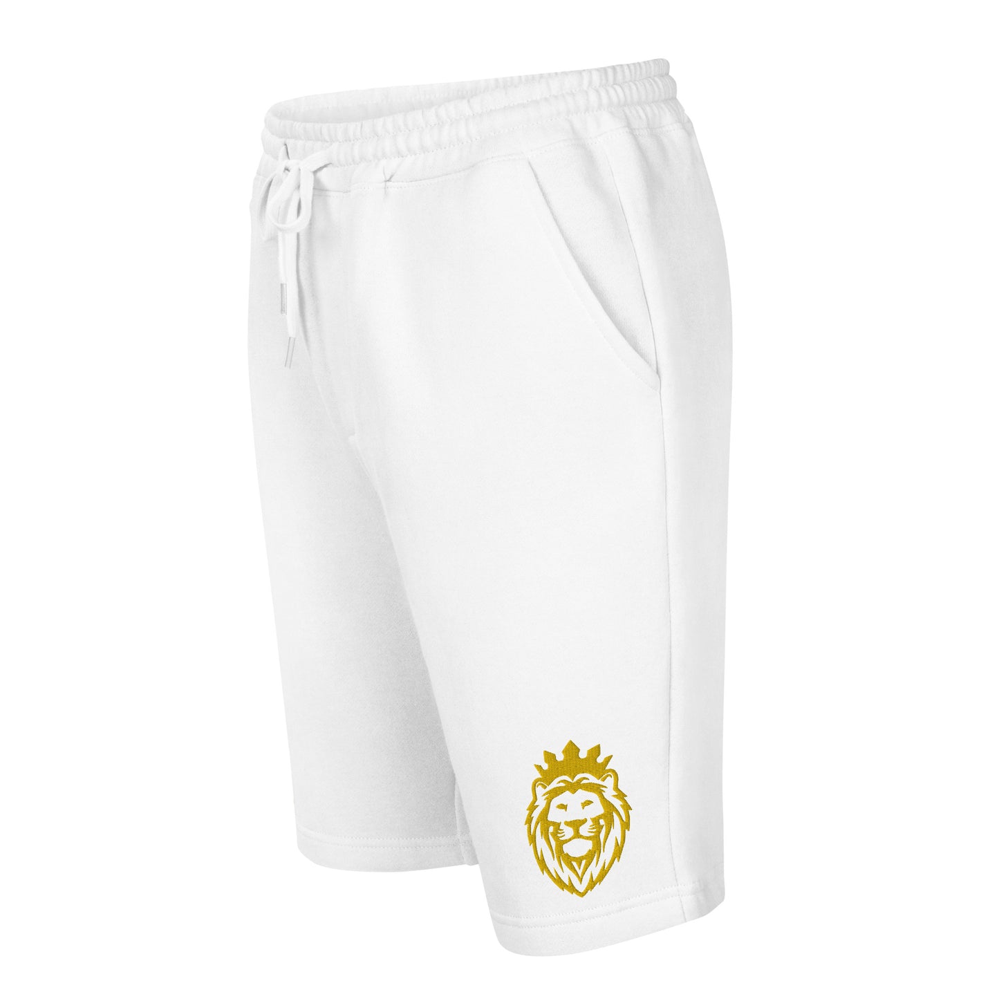 THSR Adult Fleece Shorts - Black or White with Embroidered Gold KING Lion and Gold "SR Est. 2008" Design