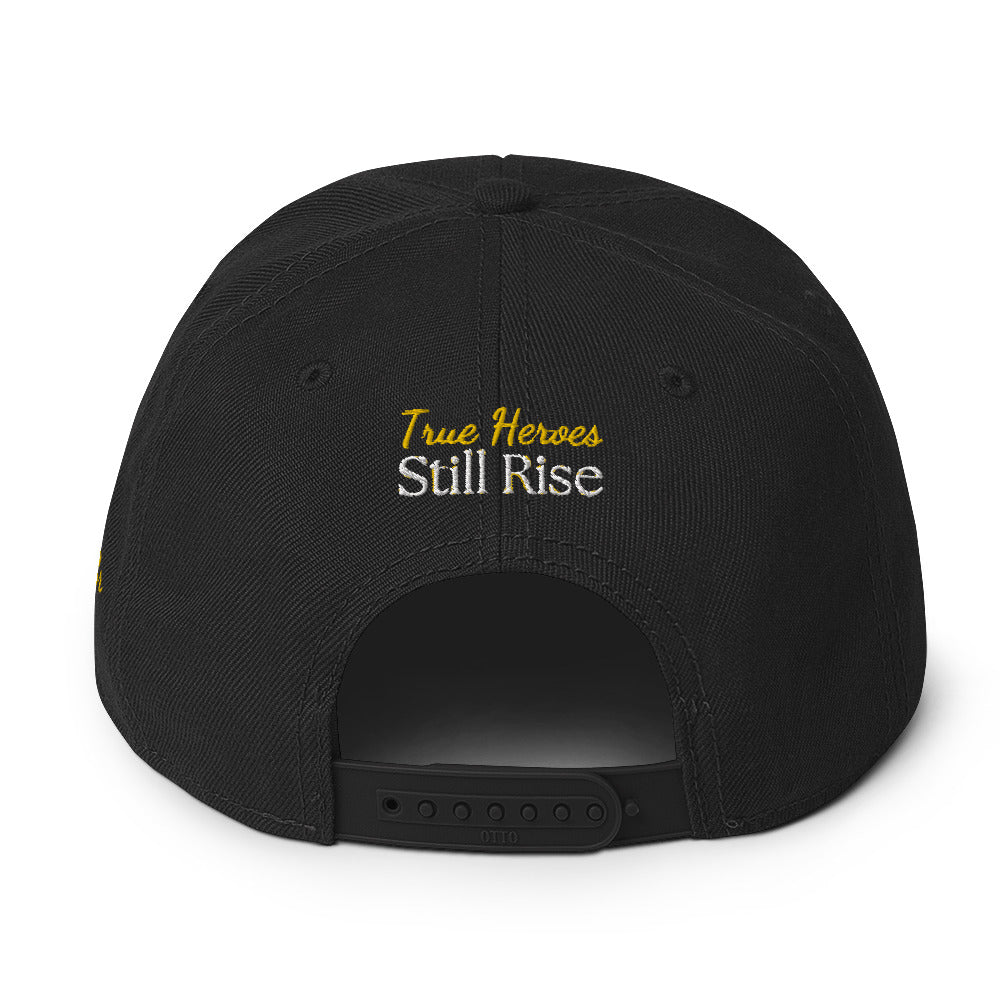 THSR Classic Fit Snapback - White or Black Snapback with Embroidered Gold "THSR" Design & "True Heroes Stil Rise"