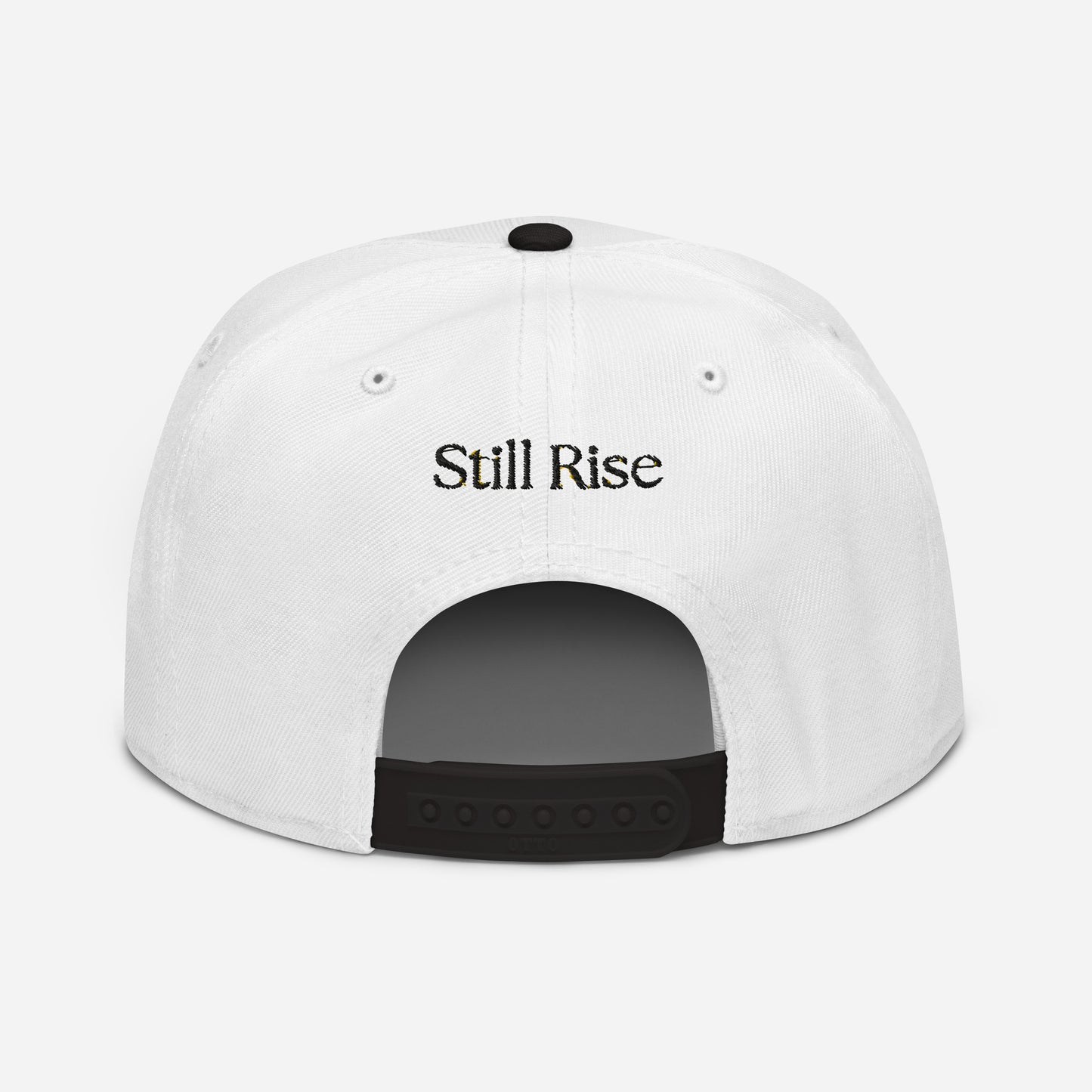 THSR Classic Fit Snapback - White Snapback with Embroidered Black "SR" Design & "Still Rise"